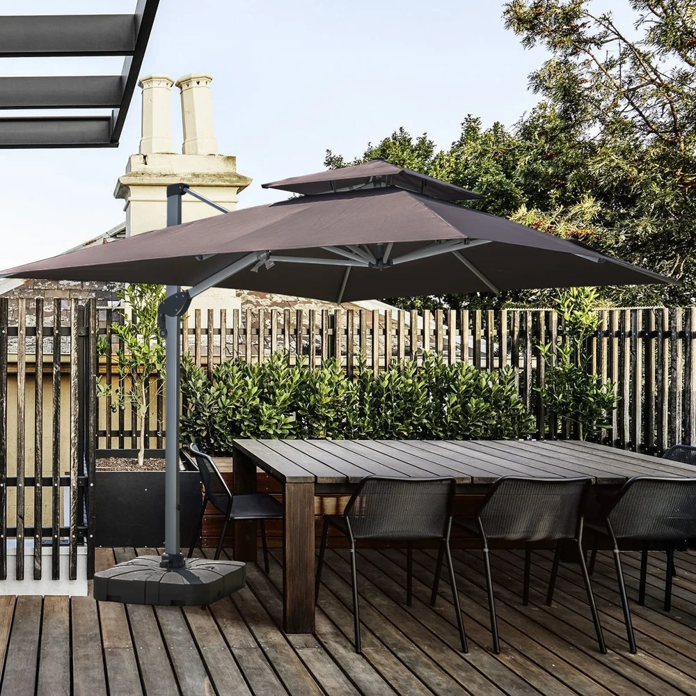 COBANA Terrassenschirm 3,4 M – Türkis, Mit Aluminiumstange & Kurbel, Für Tisch, Pool Oder Balkon