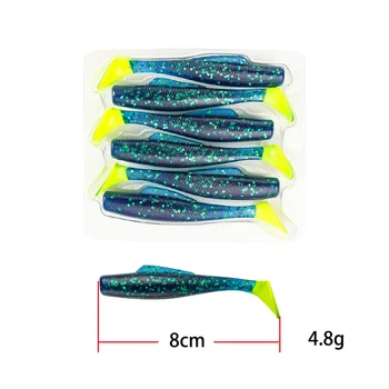 Stainless Steel Artificial Soft Bait Floating 8cm 6pcs Black Pit T Tail Baby Silencer Without Hooks for Freshwater & Sea Use – Soft Lure – view 3