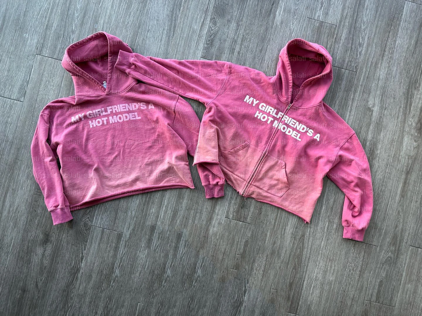 Custom Y2K Distressed Hoddies Jacket 100% Cotton French Terry Screen Print Sun Faded Acid Wash Zip up Unisex Cropped Hoodies Men gallery 9