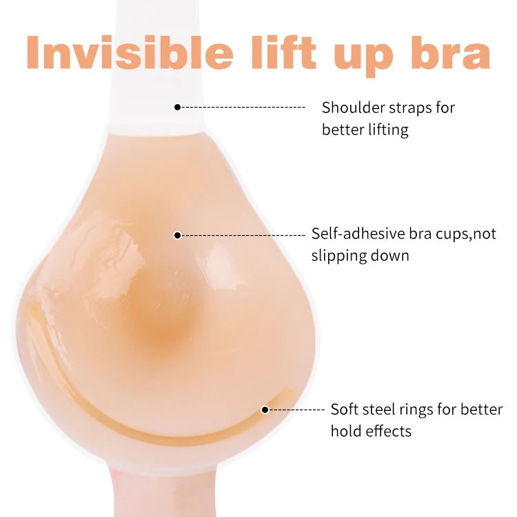 XinQi Push up Underwire Invisible Backless DDD Size Plus Size Silicone Sticky Bra Big Cup Size