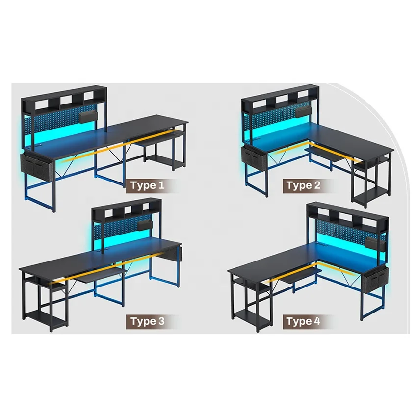 Large Desktop For Computer Hot L Shape Reversible Large Desktop Computer Desk with Power Outlet ...