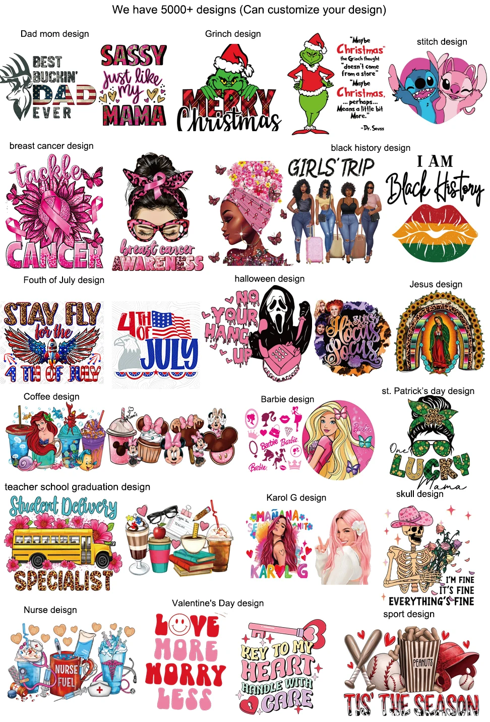 Custom Dtf Heat Transfers Stickers Ready To Press Gang Sheet Tshirts