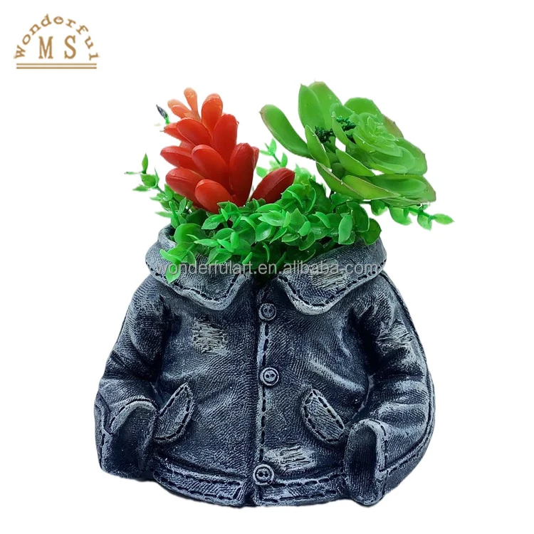 OEM Resin  jean clothes flowerpot Flower Garden cowboy suit shoes hat Pot Plant Planter VASE