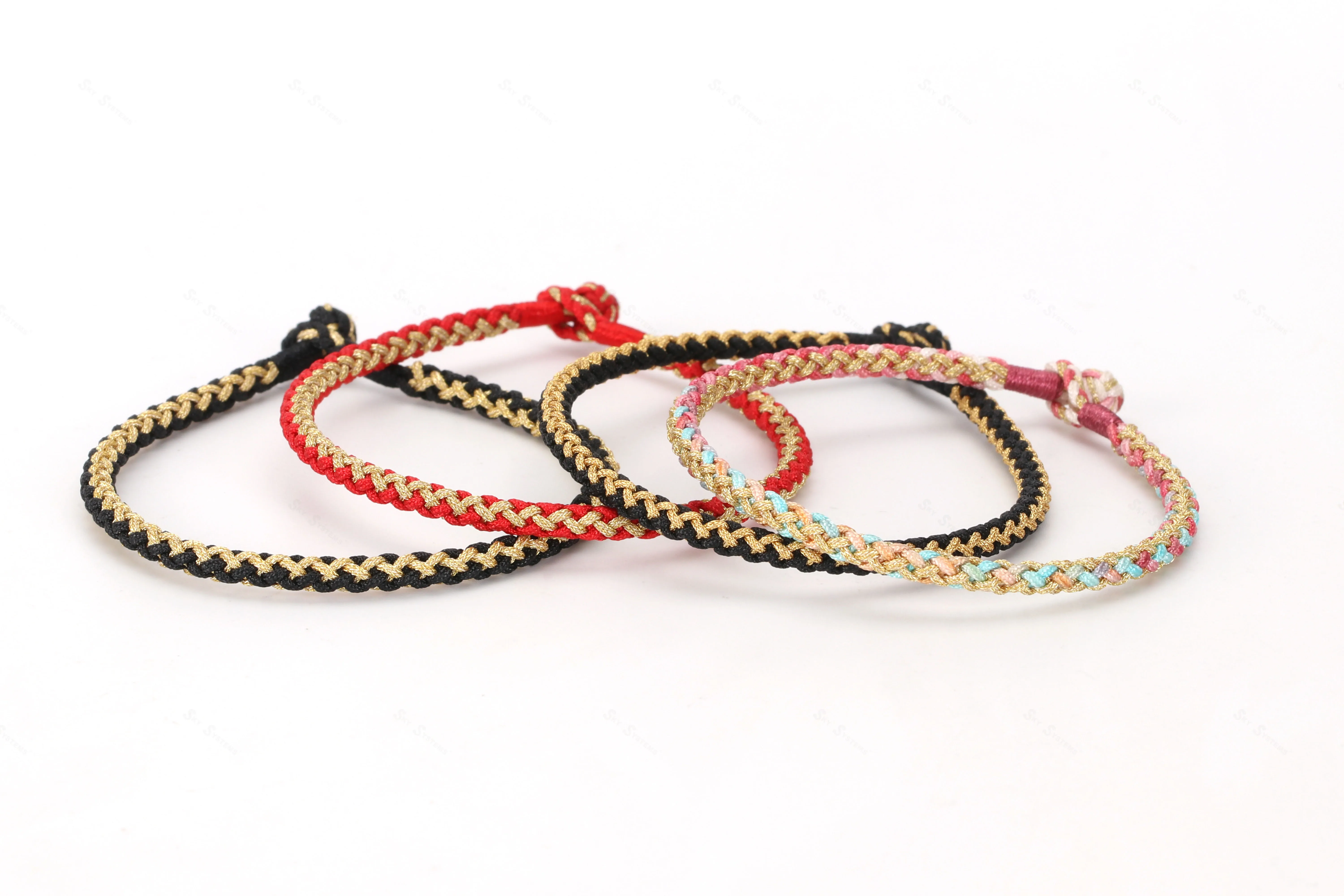 SKY A6 3.5mm Colorful Gold Braided Bracelet Custom Handmade Round Red