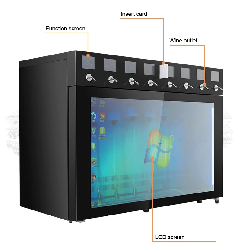 Automatic Vending Machines 8 Bottles Red Wine Dispenser Machine Bar Wine Cooler Fridge
