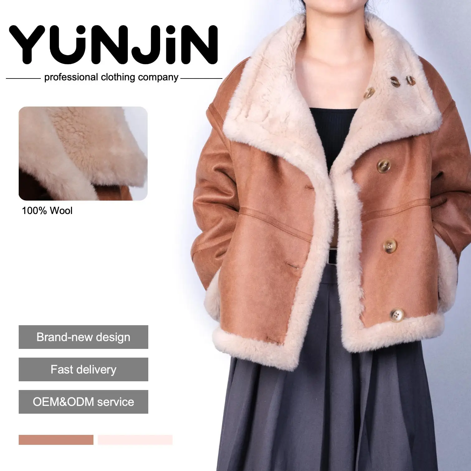 YUNJIN Womens Vintage Reel Wool Motorcycle Jacket -