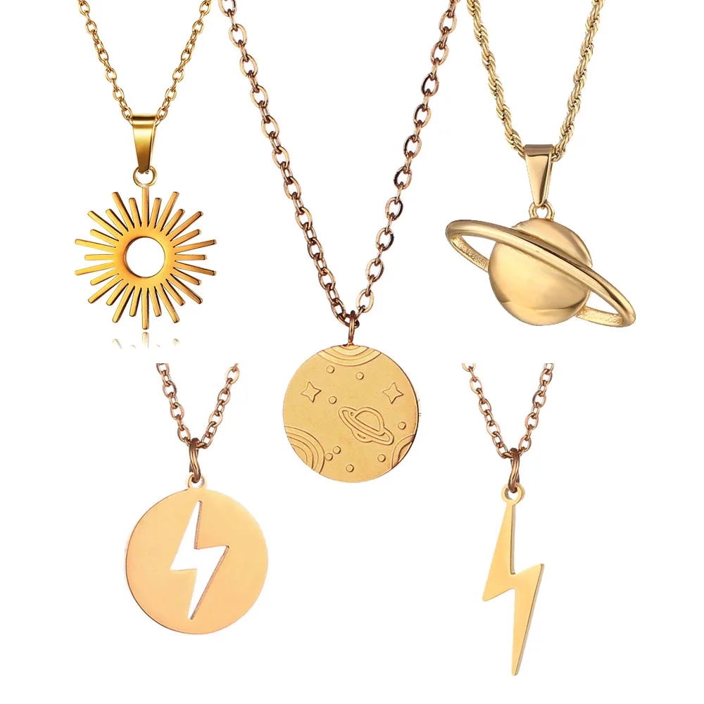 Shop Lightning Bolt Saturn Planet Necklace Jewelry Wholesale