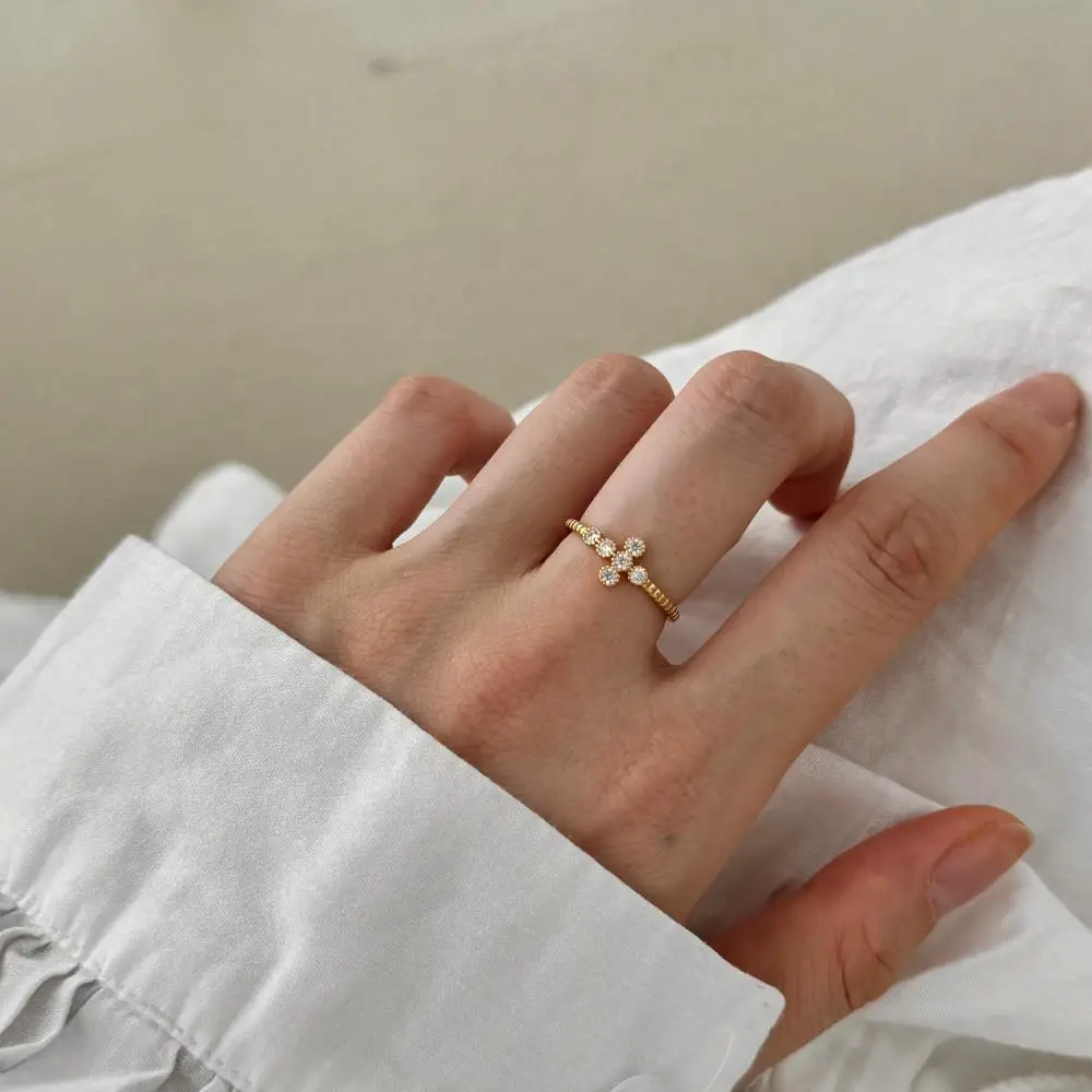 KAKODIY Promise Ring Jewelry for Women Wedding Open Adjustable 925 Sterling Silver Crossroads Flower Ring detail 10