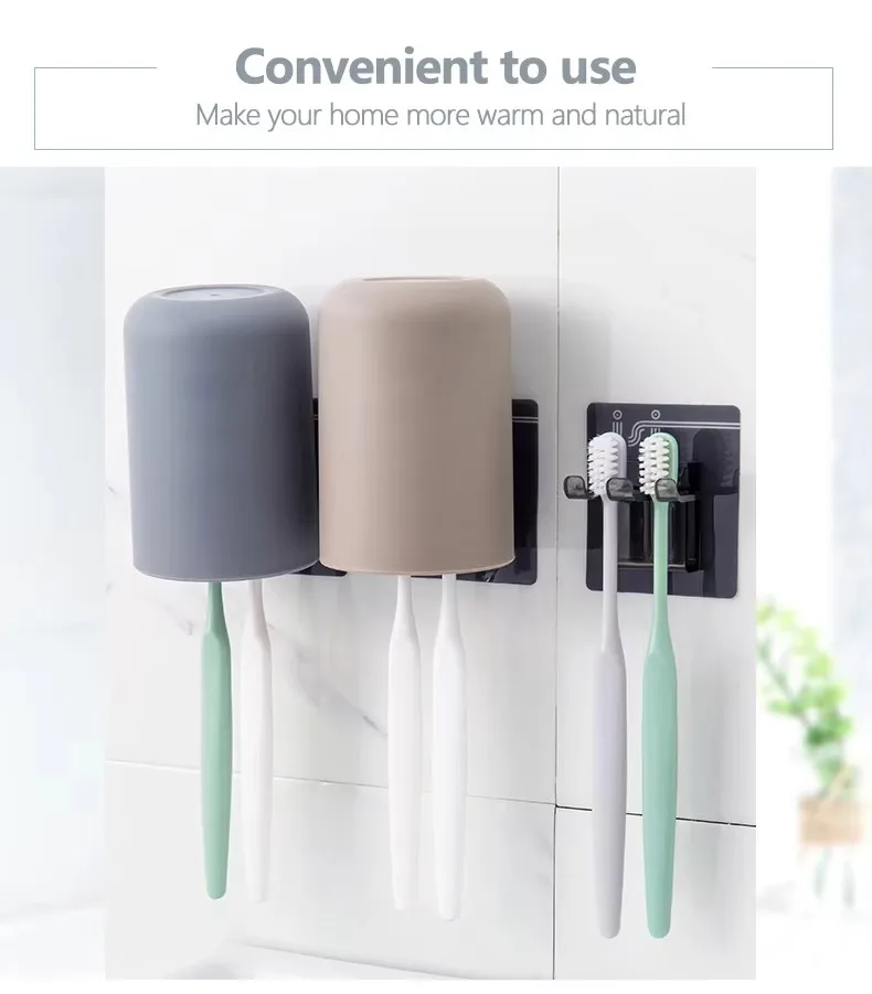 Portable Wall Mounted Plastic Toothbrush Wall Holder Cup for Bathroom Punch-free Toothbrush Holder details