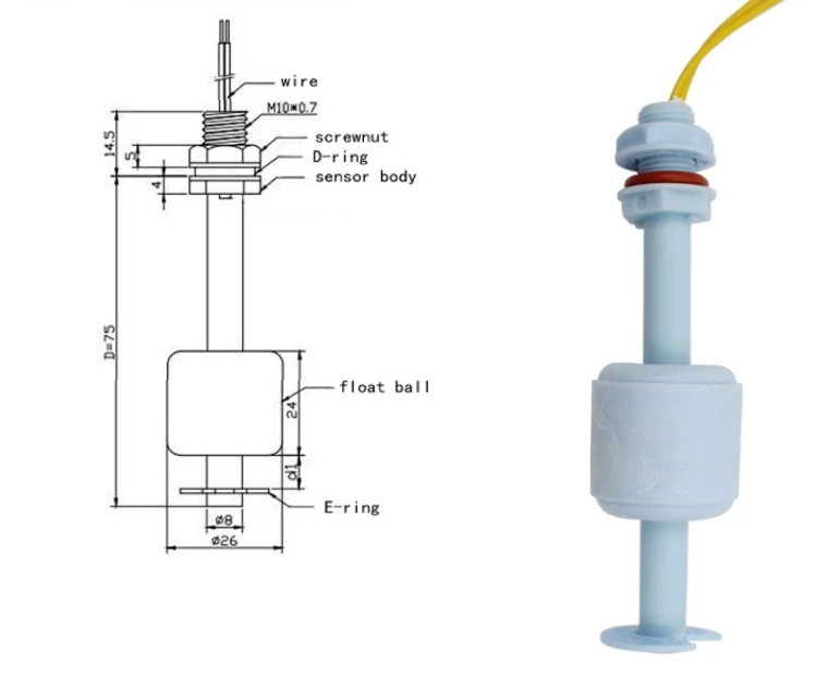 Magnetic Liquid Level Float Control PP 0.5A Liquid Level Transmitter ...