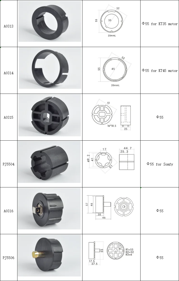 KECO 50mm aluminum tube for motorized roller blinds and electric roller blind with tubular motor