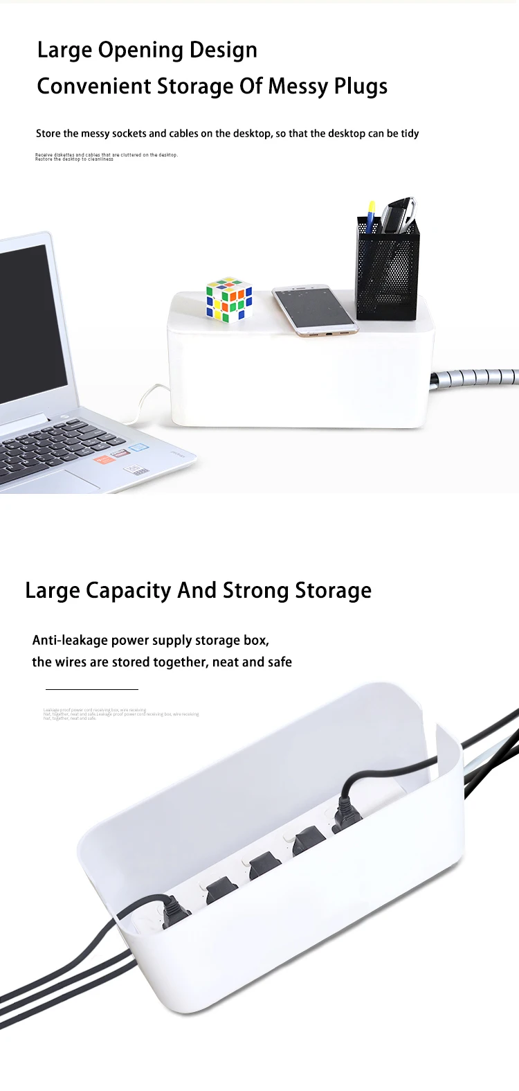 Cable Management Box,Cord Organizer And Cover With Cable Kit Desk