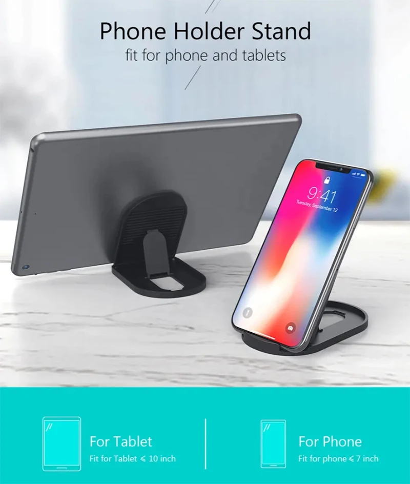 Universal Portable Foldable Desktop Tablet Phone Mount Bracket Multi-Angle Cradle Flexible Features Adjustable Cell Phone Holder