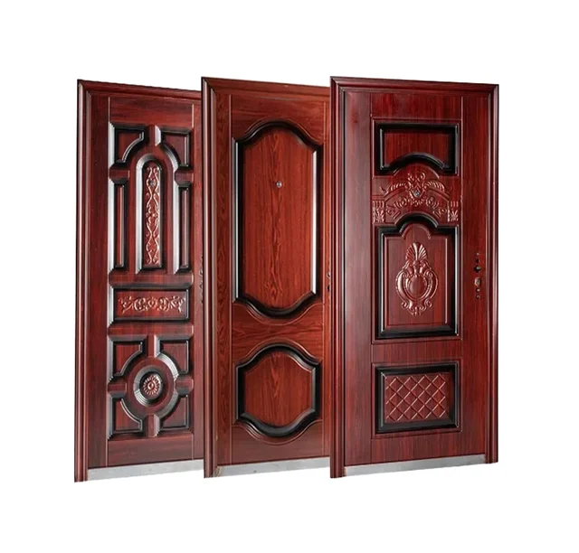 Customized Rustic Modern Anti-Theft Steel Door Exterior Security Front Door with Minimalist Design Finished Surface