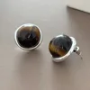Orecchini occhio di tigre marrone-1027