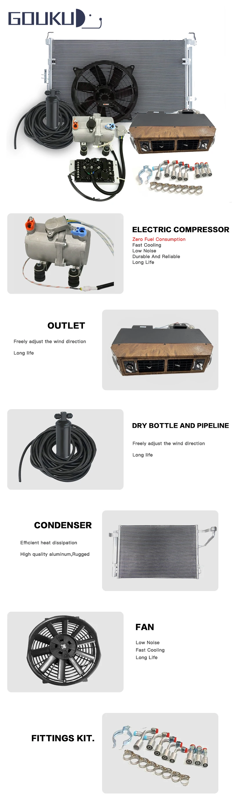 A/c 12v Kit Electric Compressor Set Auto Ac Air Ac Under Dash Kit