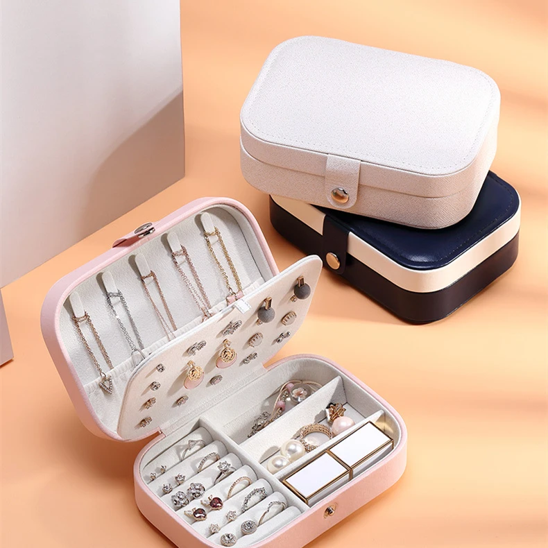 Custom Wholesale Earring Ring Luxury Display Necklace Jewelry Case Organizer Girls Travel PU Leather