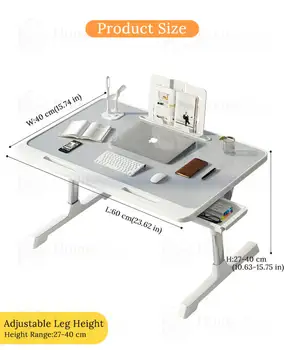 Alternative view of Portable Folding Bedroom Student Study Table Desks Adjustable Height Notebook Computer Table Foldable Laptop Desk