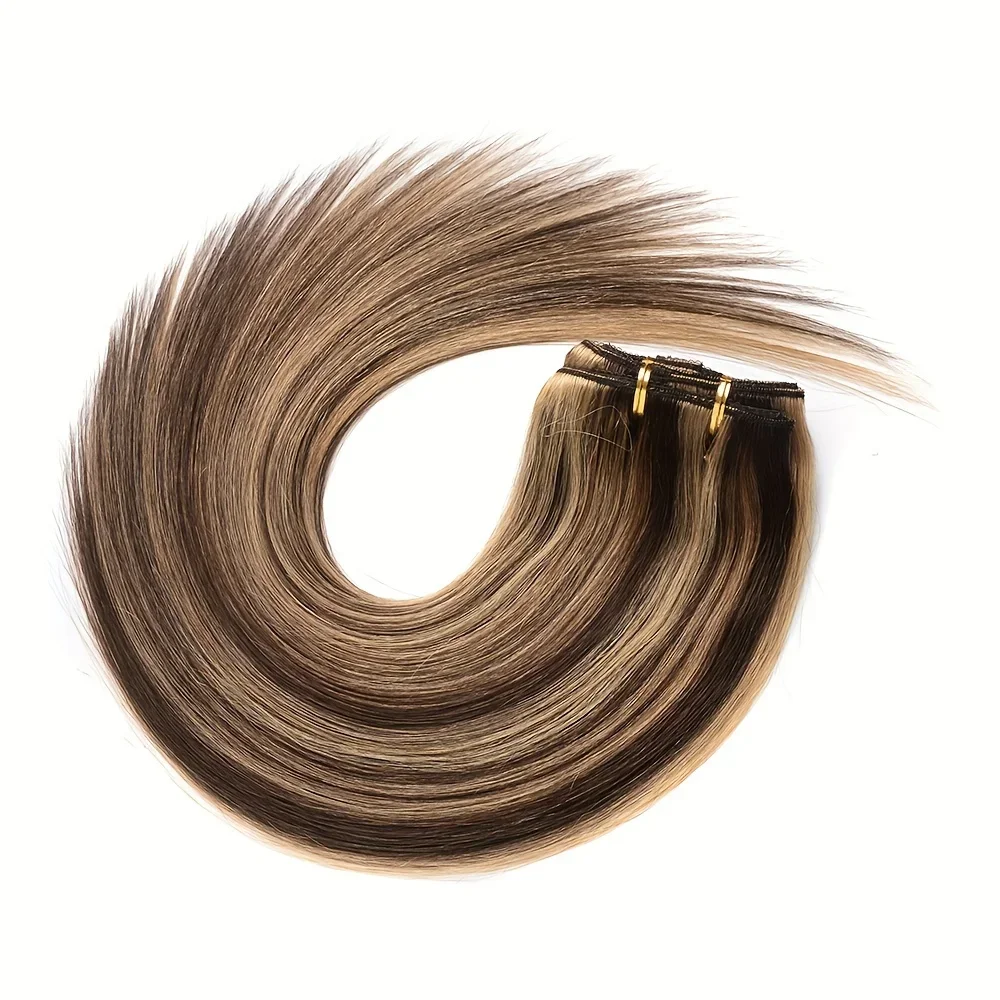 Extensions de cheveux à clipser P4/27 Color Highlight Cheveux humains raides_voghion.com