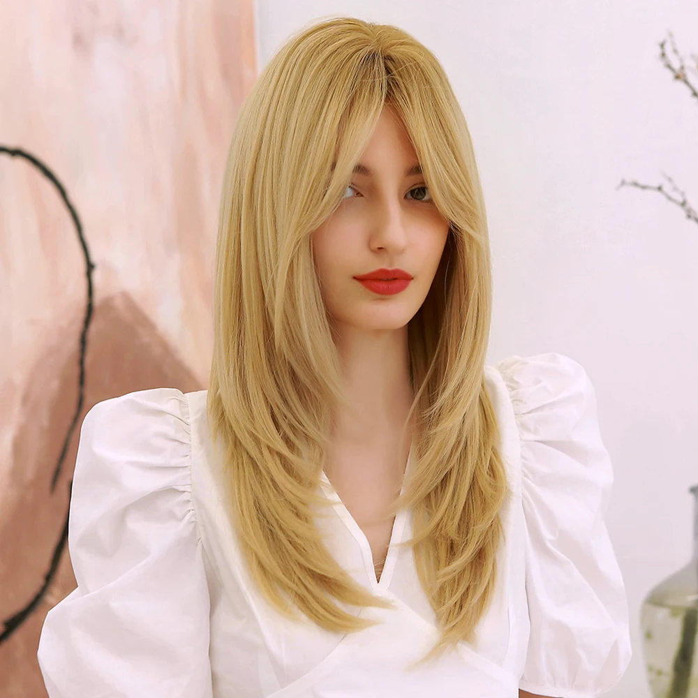 Blended Ash Blonde Cosplay Wig With Bangs - Heat Resistant Synthetic, 24 Inch Straight