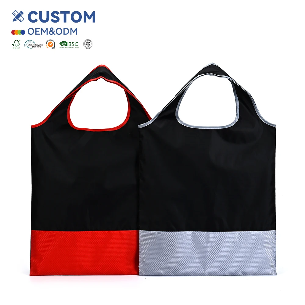 Hot Selling Designs Easy Carry Small Foldable Pocket Tote Polyester Reusable Folding Shopping Bag