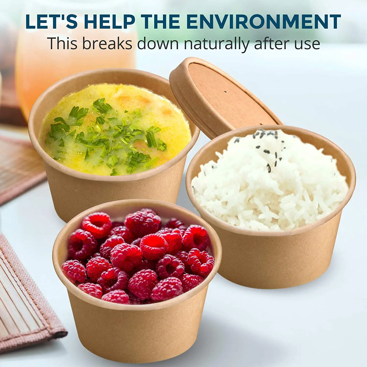 Compostable Kraft Paper Salad Boxes Food Container Disposable Cardboard