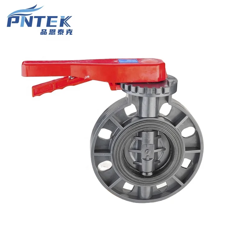 UPVC Pntek Plastic Double Flexible Flange Connection Manual DN400 Butterfly Valve Pvc 10 Inch for Control Flow Water