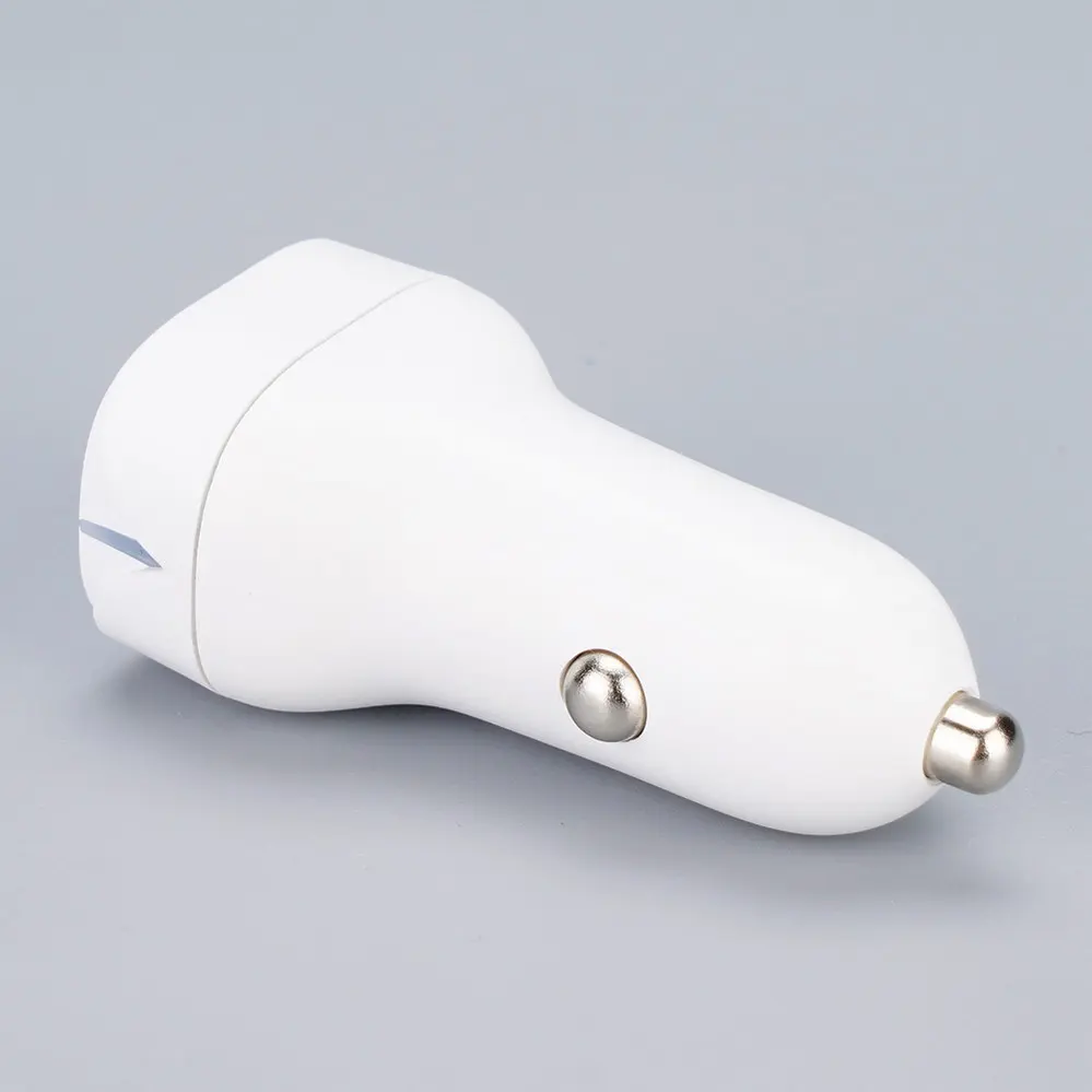  1 USB-A + 1 USB Type-C White With Indicating Light Square Car charger DC12V-24V 4092