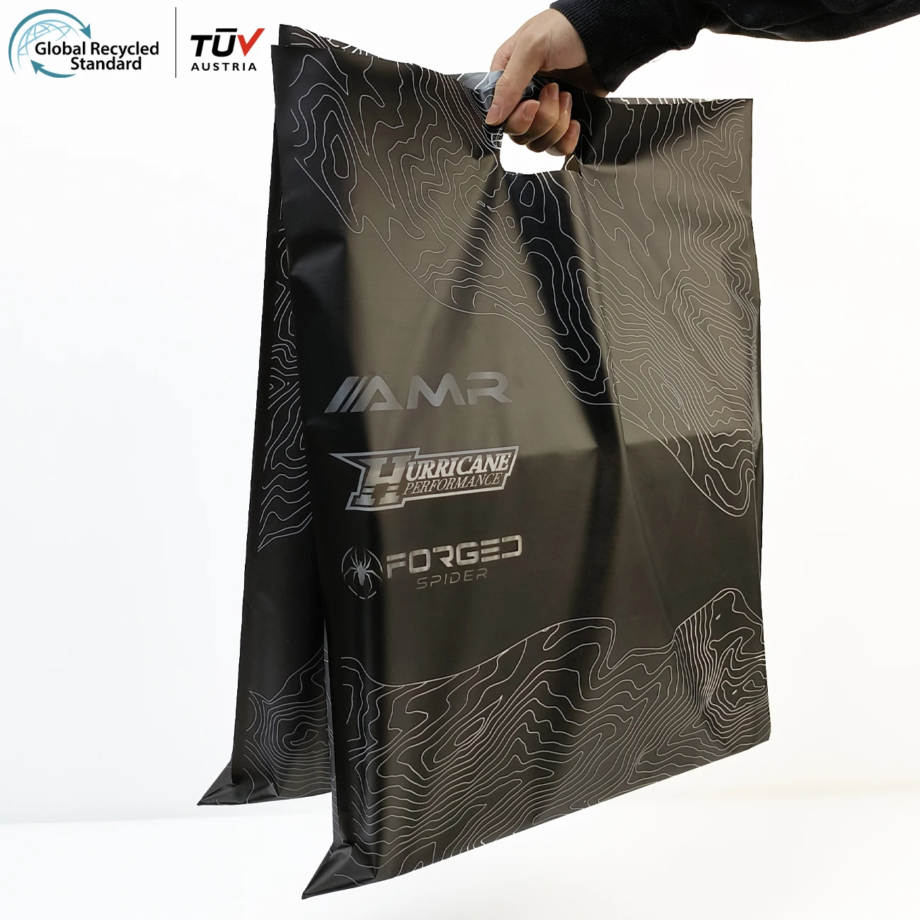 Printed Grocery Tote Bag Colorful Handle Reusable Die Cut Plastic Shopping Bags With Handle Die Cut Handle