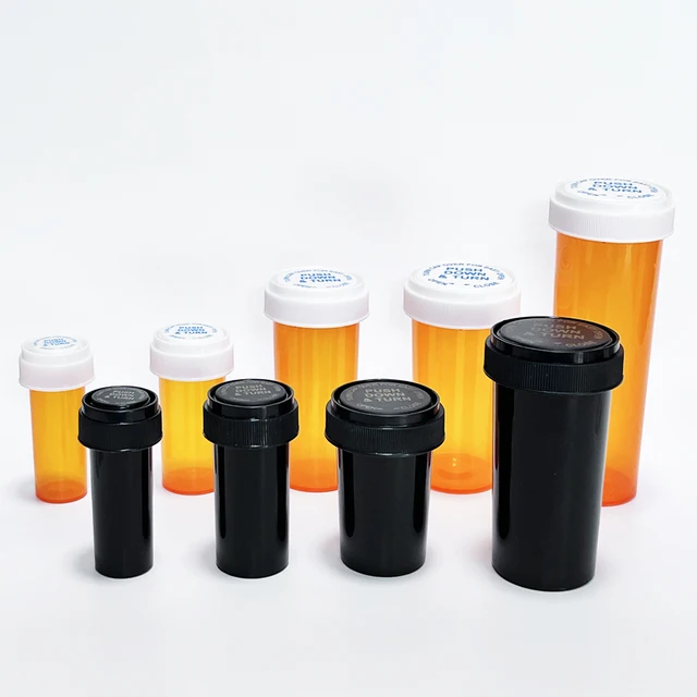 8dr 13dr 20dr 30dr 40dr 60dr Child Proof Vials Push Down And Turn Vials Plastic Containers