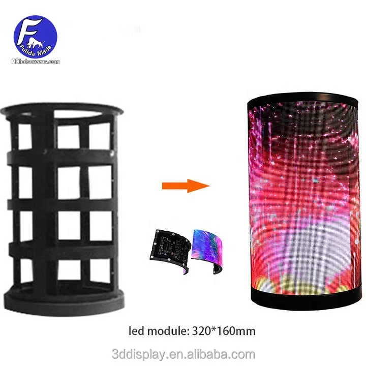 Curve 360 LED Screen Digital Signage With Video P3.91 Soft Led Panel ...