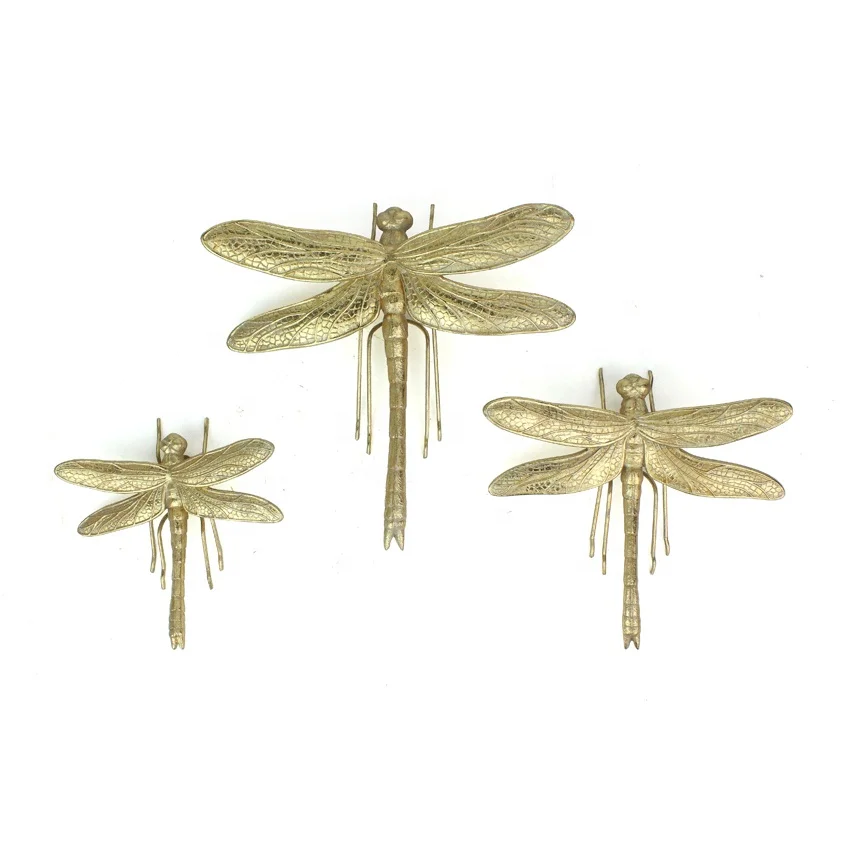 Gold Leaf Dragonfly Art Metallics Hand-painted Acrylics Metallic Mica Resin|