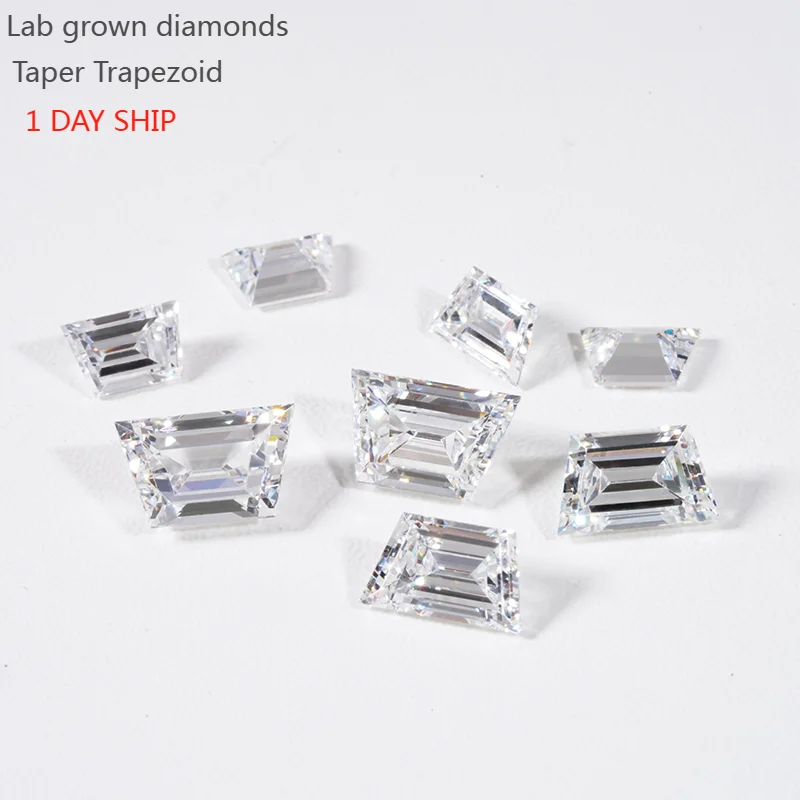 Step Cut Hpht Cvd Lab Grown Diamonds 0.2ct -0.5ct Def Vs Trapezoid Cut Diamond Taper Trapezoid Loose Lab Grown Diamonds