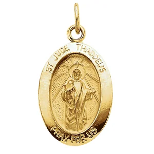 Custom Manufacturer Yellow Gold Plated Jewelry Oval Thaddeus Saint Jude Pendant