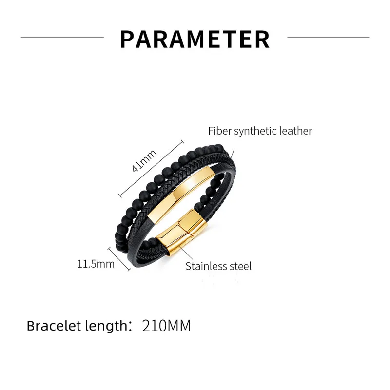 Bracciale Uomo In Pelle Intrecciata Vintage | Fatto A Mano | Chiusura Magnetica | Impermeabile | Regalo Personalizzato