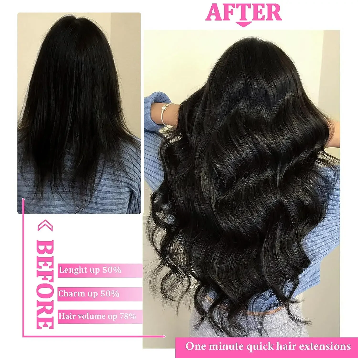 Extension per capelli lisci con clip, set di capelli umani Remy al 100% con 120 g_voghion.com