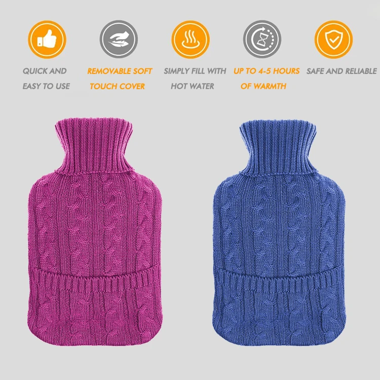 product-750-750 popular hot-water bottle knitted cover rubber hot water bag hand warmer for girls