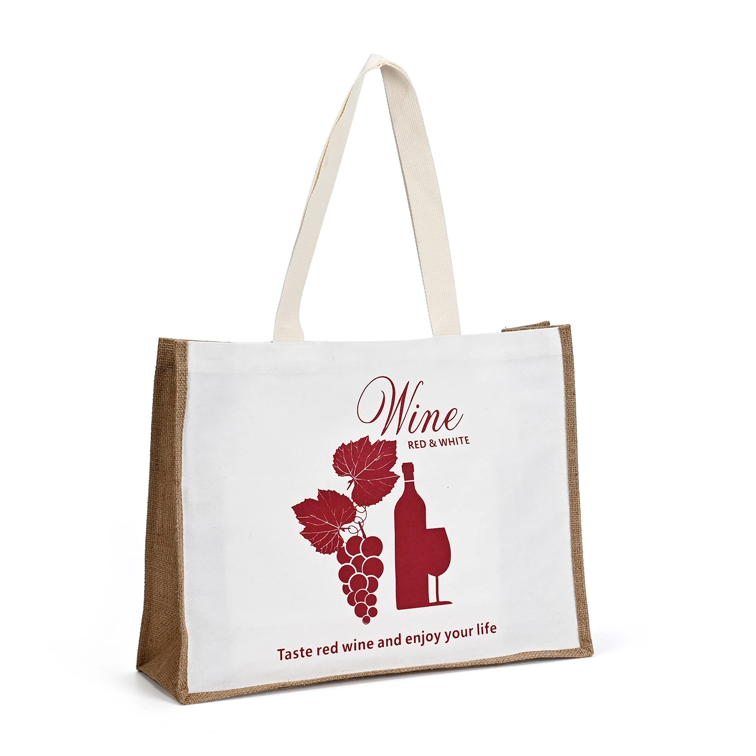 Custom Linen Jute Tote Grocery Shopping Backpack Fashionable Zipper Closure with Cotton Handle Reusable & Logo Printed for Gift details