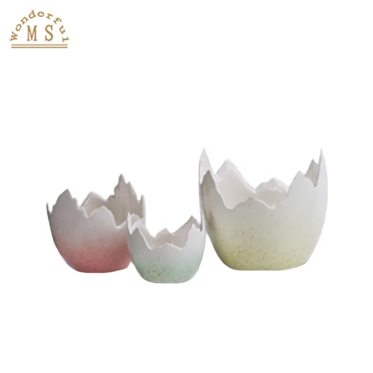 ceramic candle holders wholesale  candle jar easter egg shape multi function mini succulent flower pot pearl effect for passover