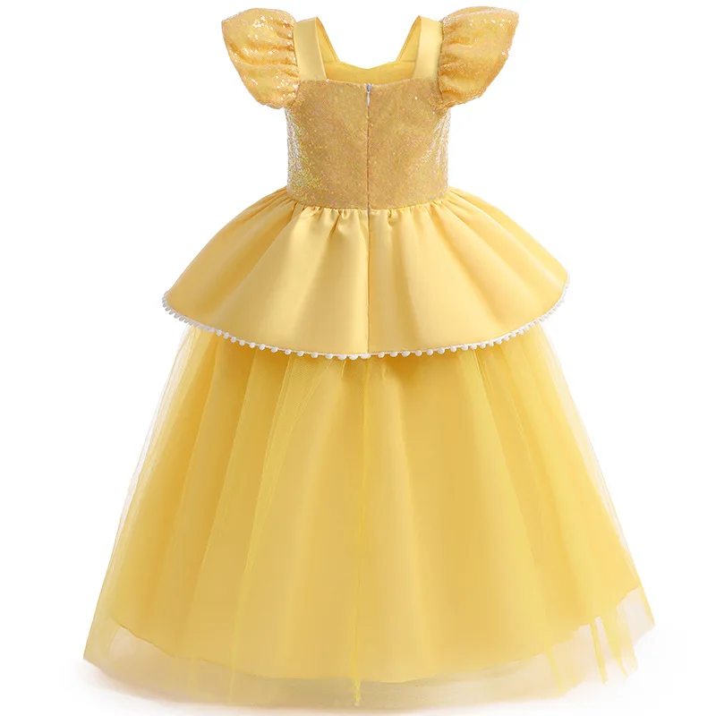 FSMKTZ Enchanting Princess Dress for Girls Cosplay Beauty and the Beast  Costume Tulle Performance Gown