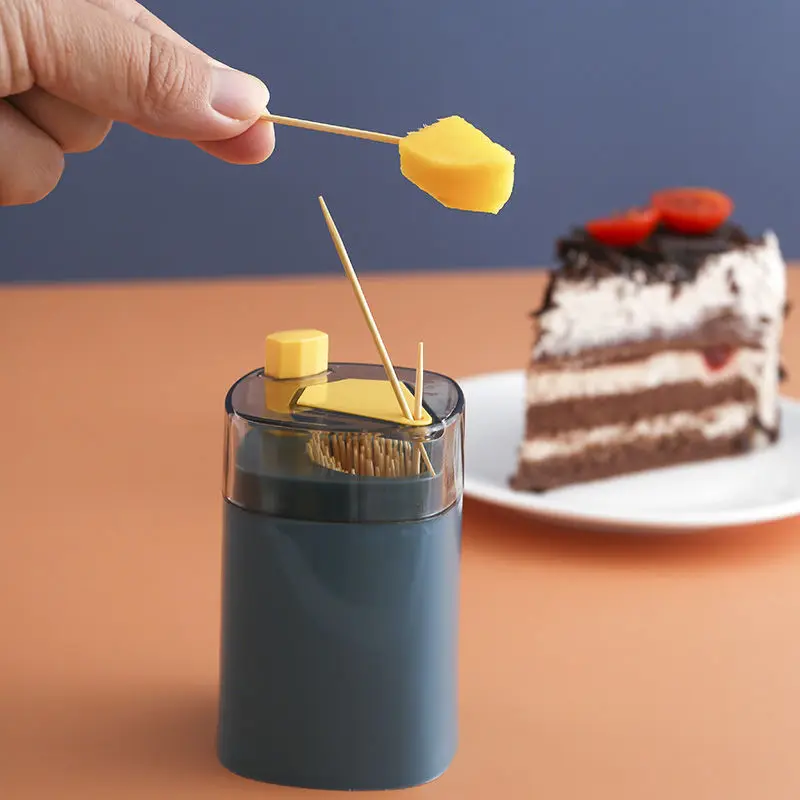 2022 Household Automatic Storage Toothpick Dispenser Dinning Table Decor Press Type Toothpick Holder