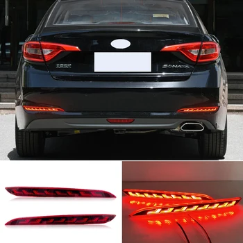 Red Left & Right Rear Bumper Reflector Lights For Hyundai Sonata 2015-2017 MZORANGE