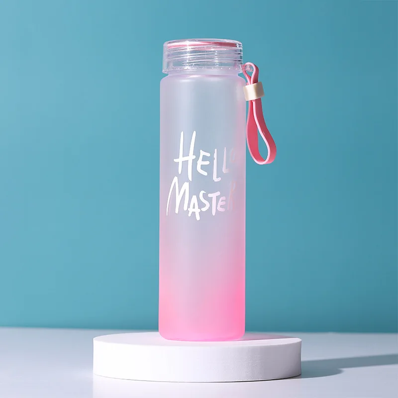 2022 Reusable New Design  Frosted Custom Logo Letter Colorful  Drinking  Glass Water Bottle