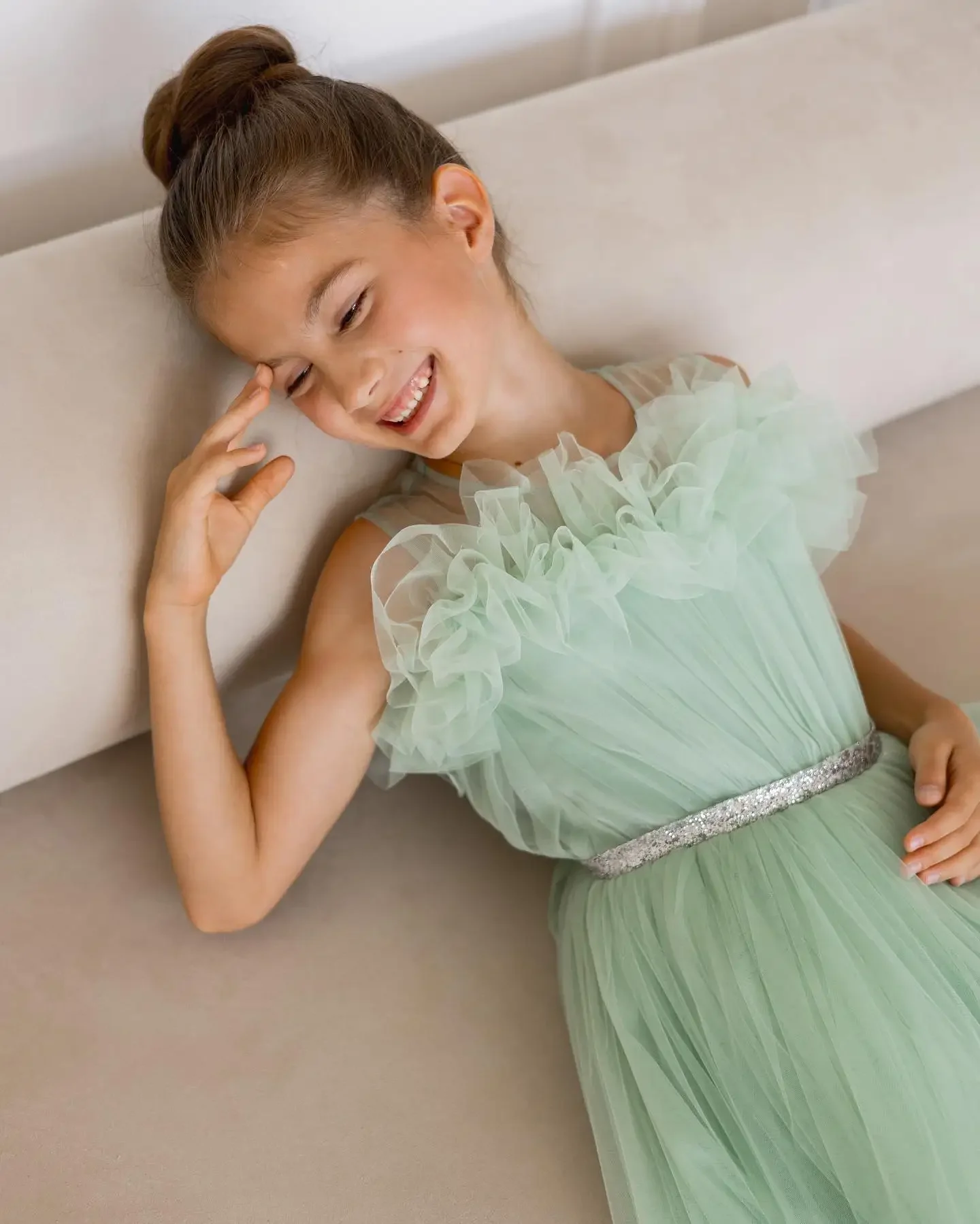 slim fit dress slacks Minty Cool Blossom Dress– Teuta Matoshi main image 1