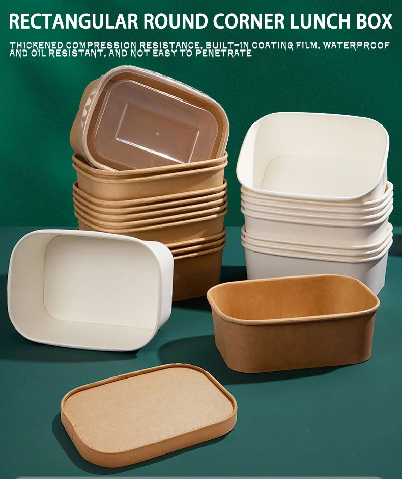 Chinese Disposable Take Out Container Round Kraft Paper Takeaway Fast
