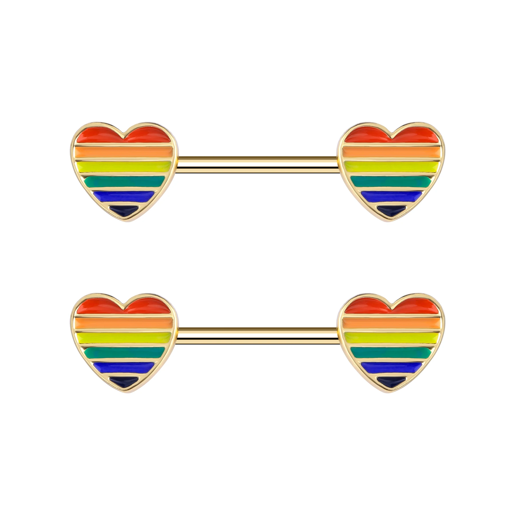 Toposh Stainless Steel Colorful Rainbow Heart Sexy Nipple Rings Toposh Stainless Steel Colorful Rainbow Heart Sexy Nipple Rings