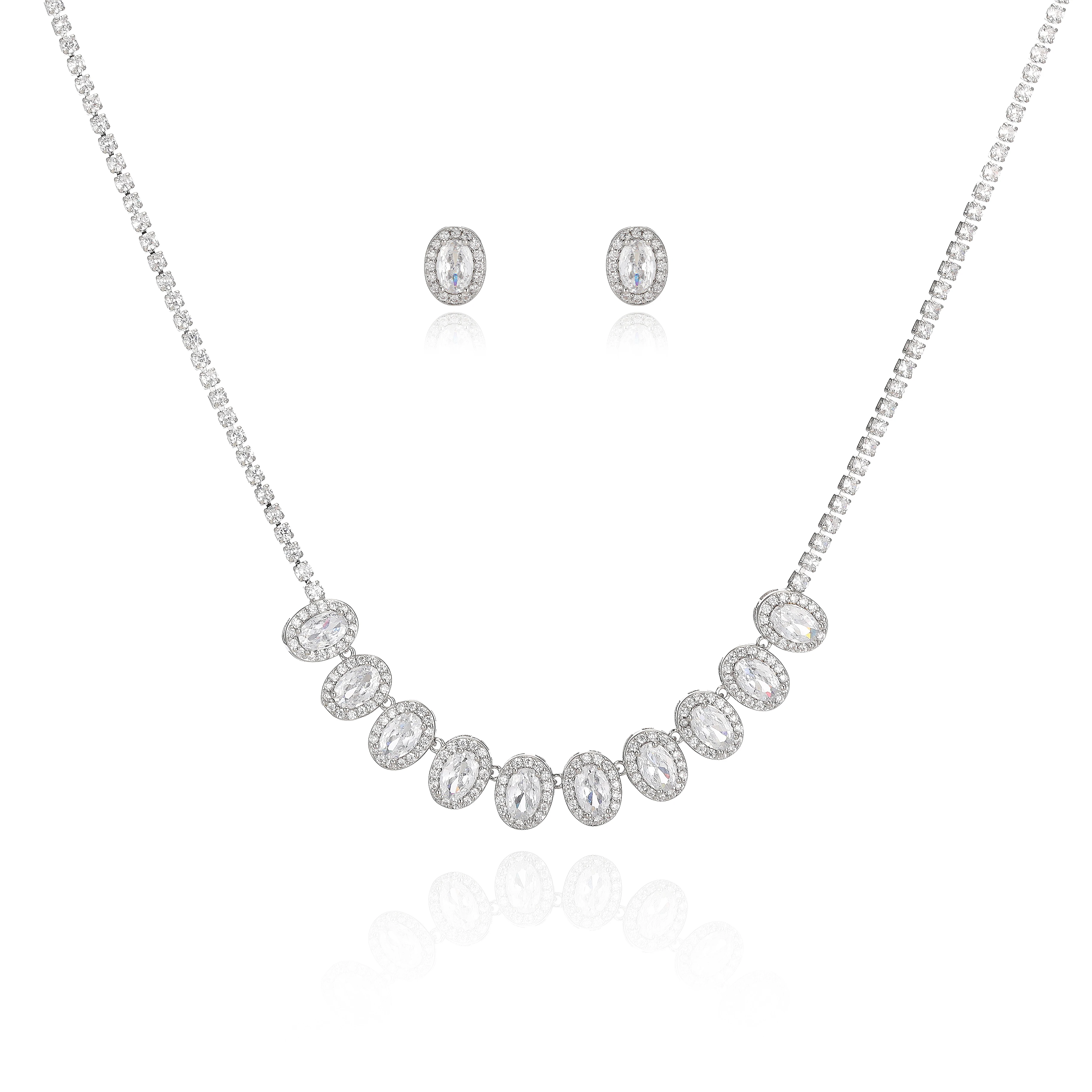 Vintage Zircon Gold Plated Necklace & Earring Set