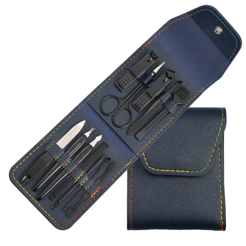 product factory direct selling luxury manicure set stainless steel black beauty set manicure tools417-4