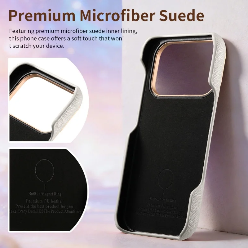 Fashion Magnetic PU Leather Girl Phone Cases for iPhone 17 15 16 Pro Max 17 Air With Metal Diamond Camera Frame Shockproof Cover
