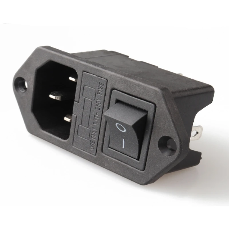 AC Power Socket With Lock Screw Female 3pin Power Socket With Fuse Black Rocker Switch
